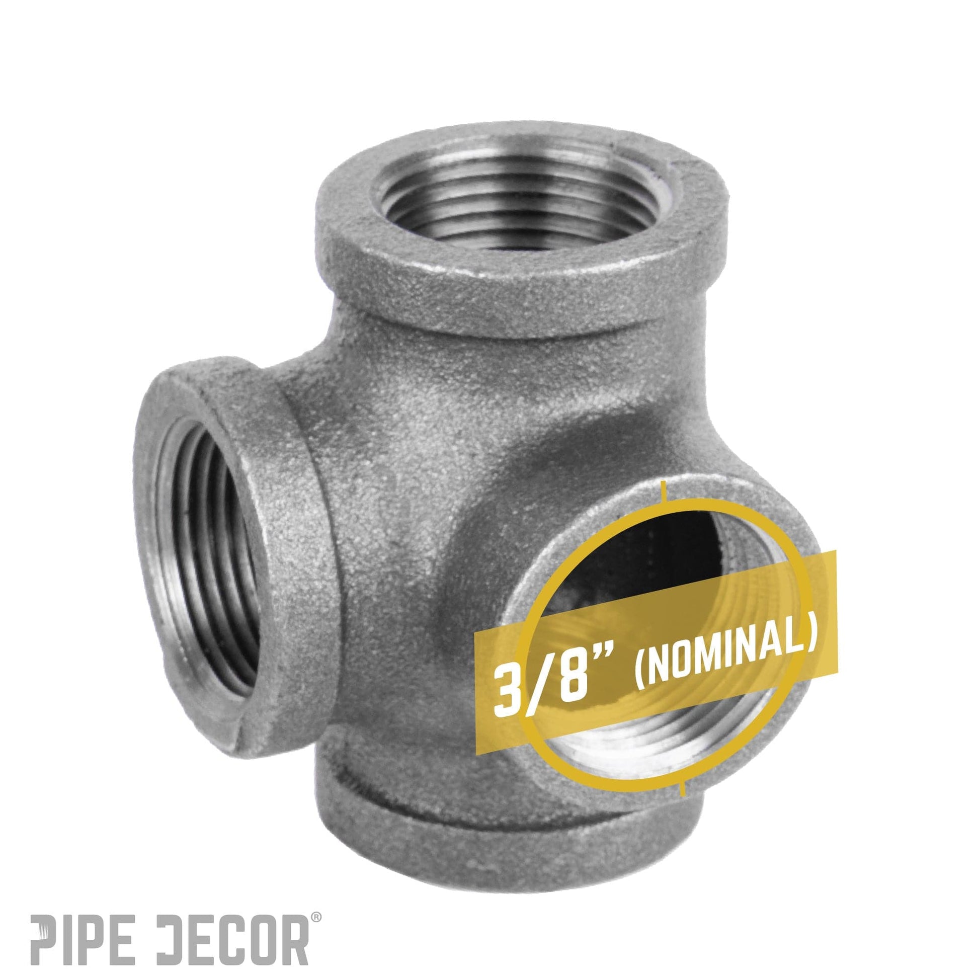 3/8 in. Black Side Outlet Tee PIPE DECOR