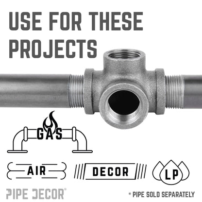 3/8 in. Black Side Outlet Tee PIPE DECOR