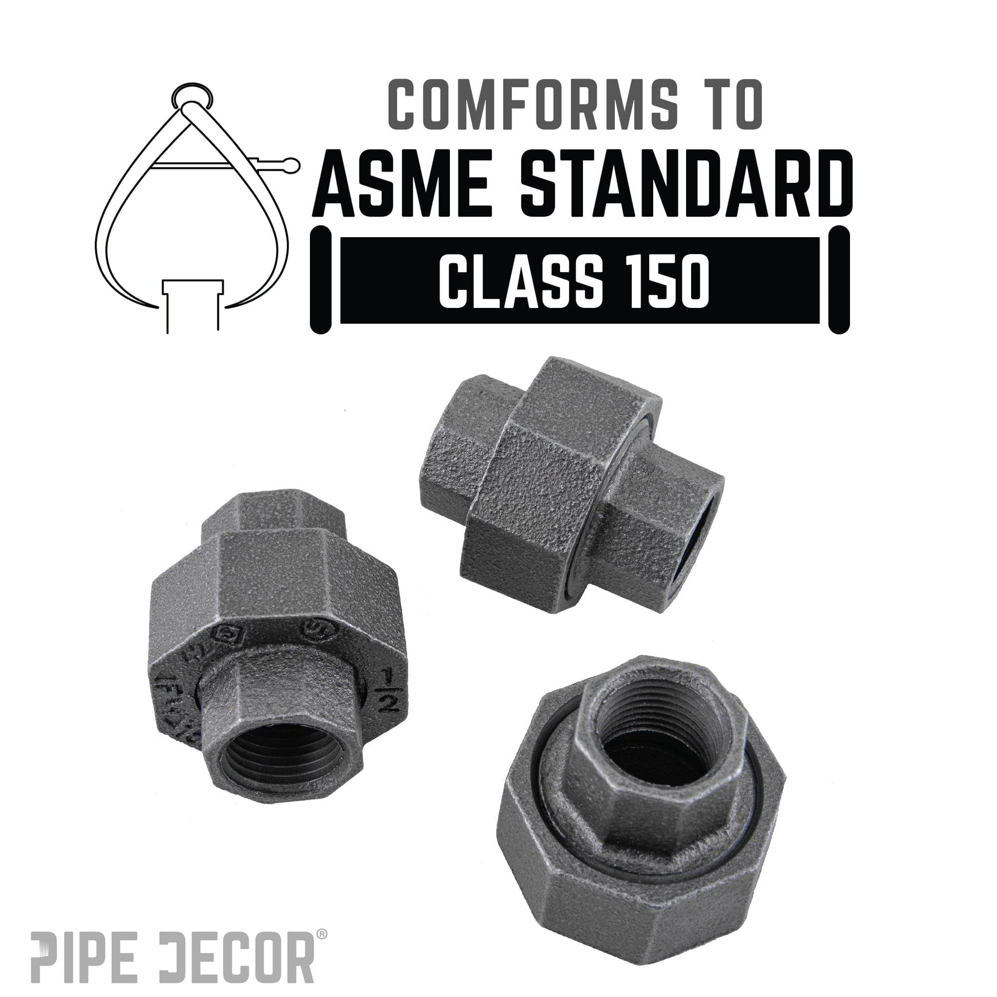 1/4 in. Black Union PIPE DECOR