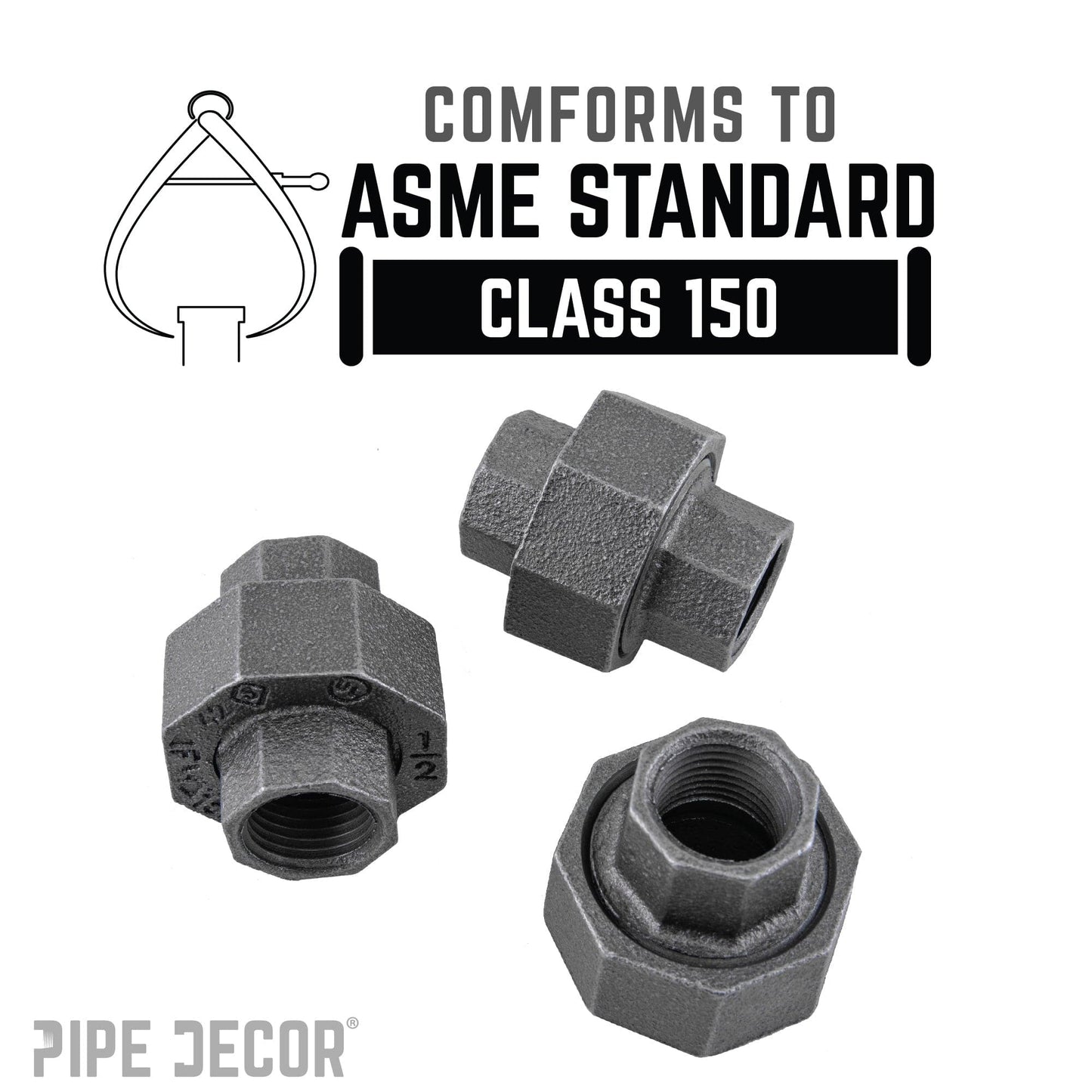 3/8 in. Black Union PIPE DECOR