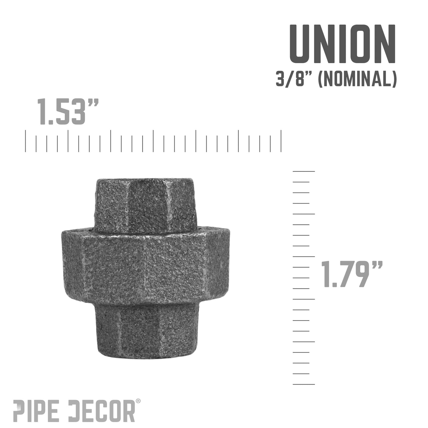 3/8 in. Black Union PIPE DECOR