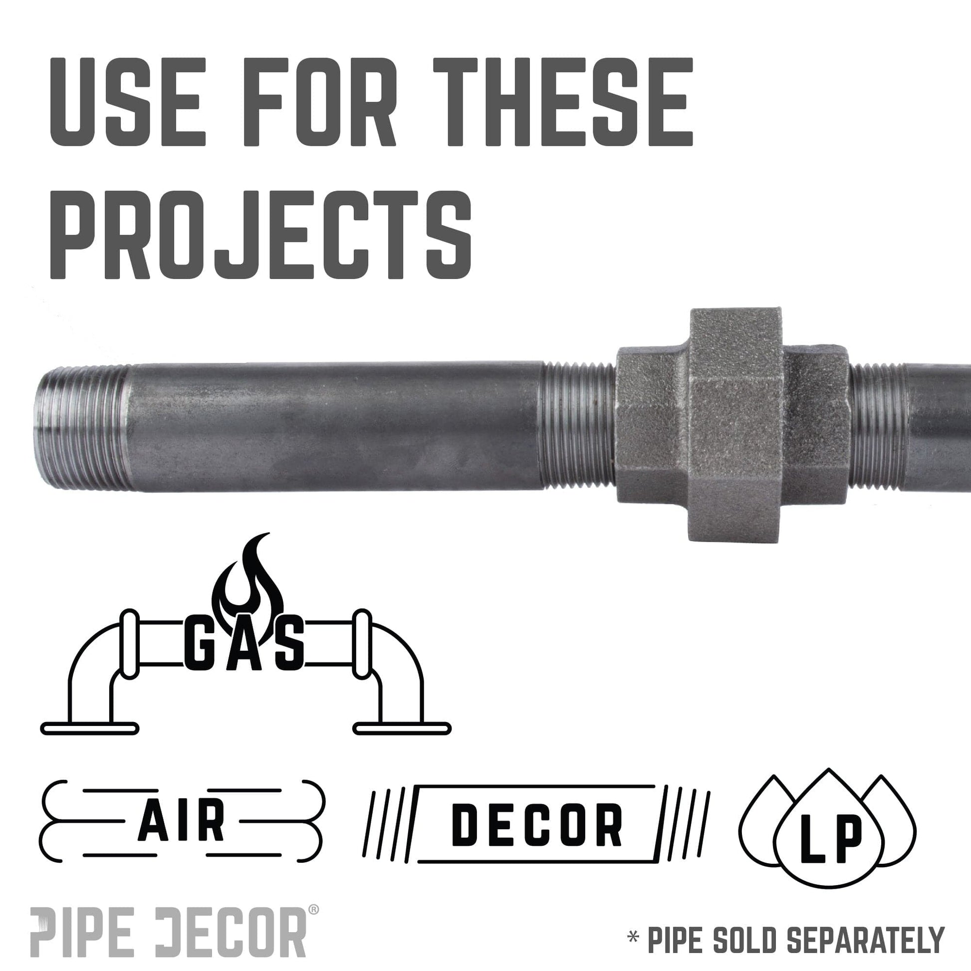 3/8 in. Black Union PIPE DECOR