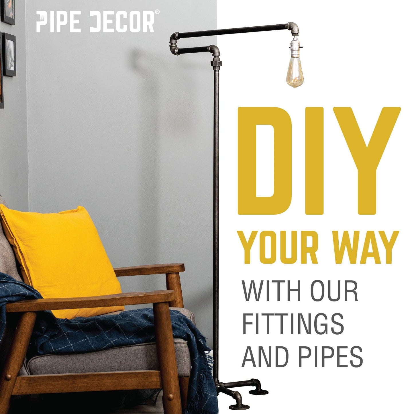 3/8 in. Black Union PIPE DECOR