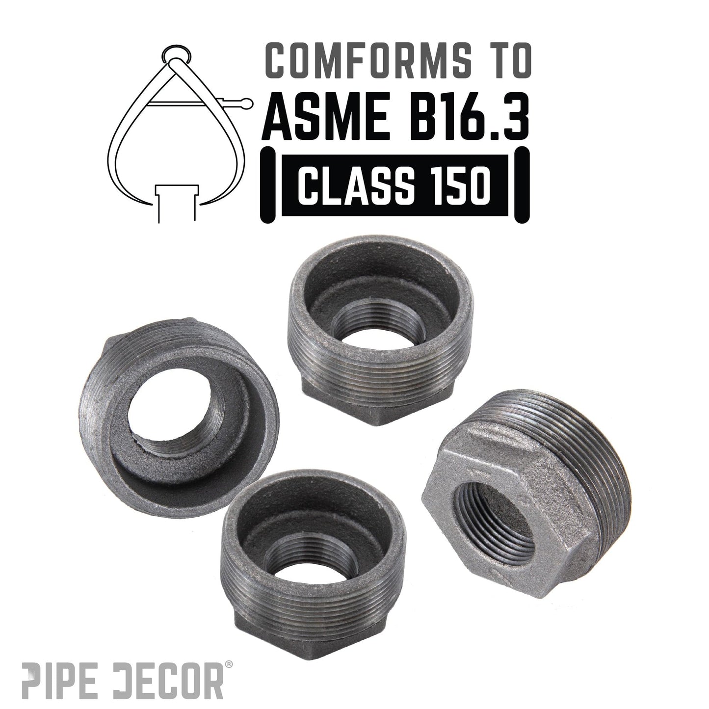 1 1/2 in. x 1 1/4 in. Black Bushing PIPE DECOR