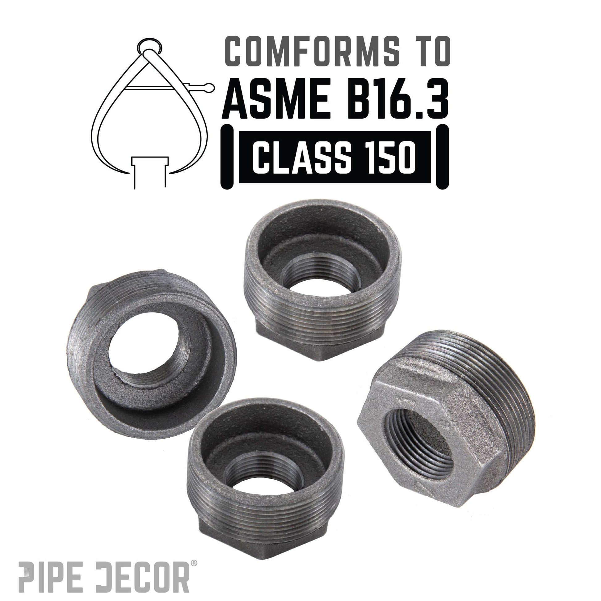 1 1/2 in. x 1 1/4 in. Black Bushing PIPE DECOR