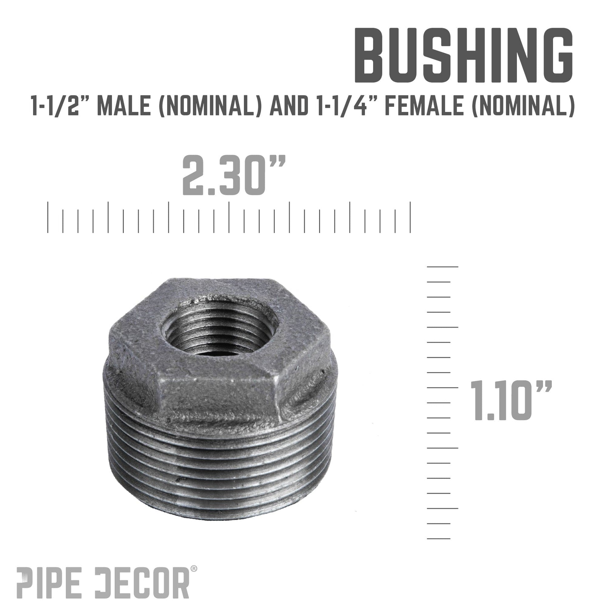 1 1/2 in. x 1 1/4 in. Black Bushing PIPE DECOR
