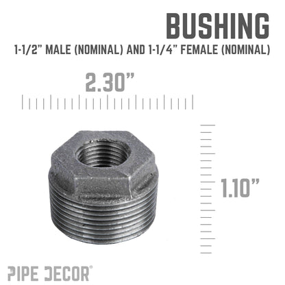 1 1/2 in. x 1 1/4 in. Black Bushing PIPE DECOR