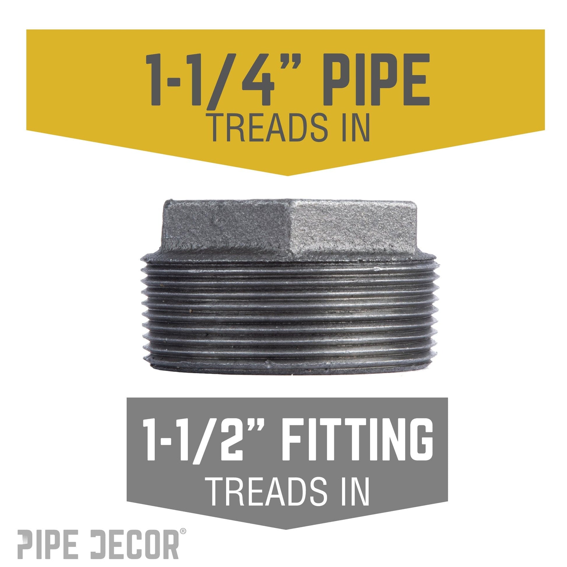 1 1/2 in. x 1 1/4 in. Black Bushing PIPE DECOR