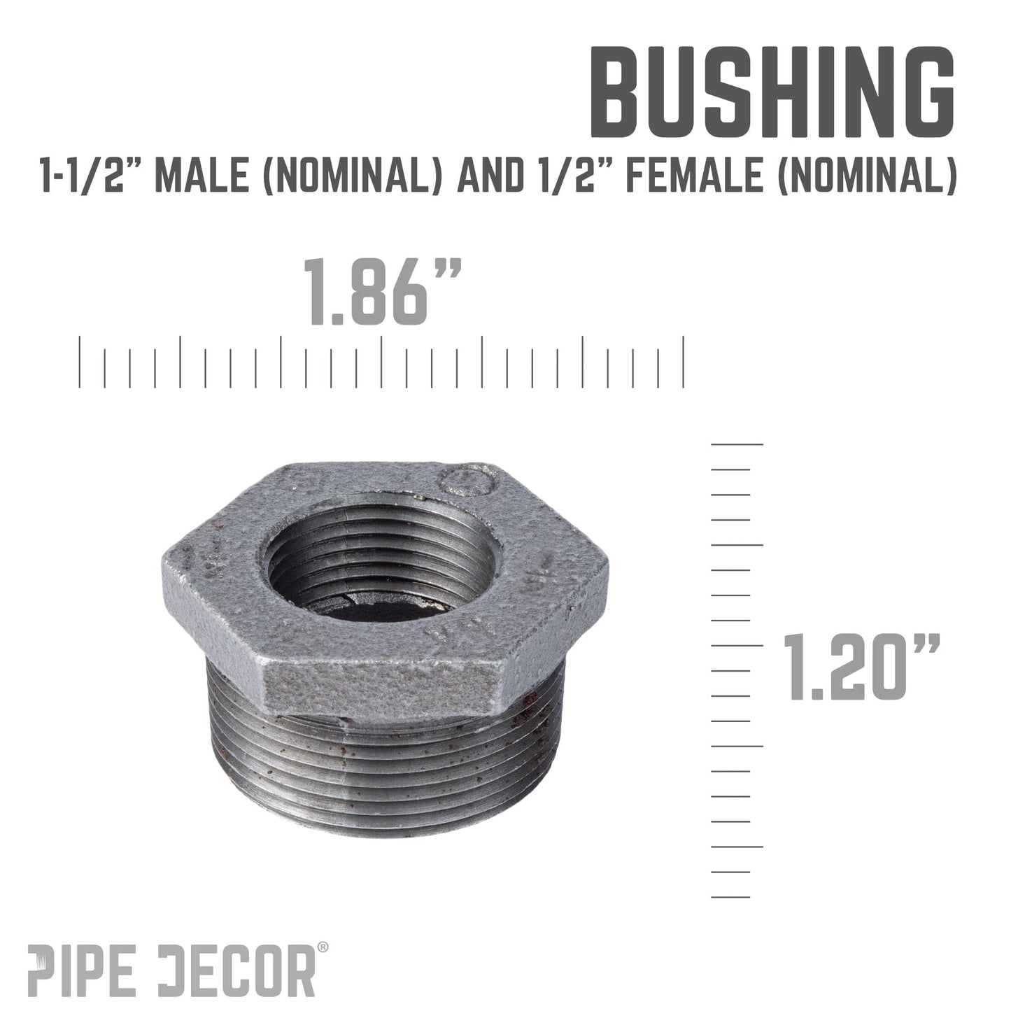 1 1/2 in. x 1/2 in. Black Bushing PIPE DECOR