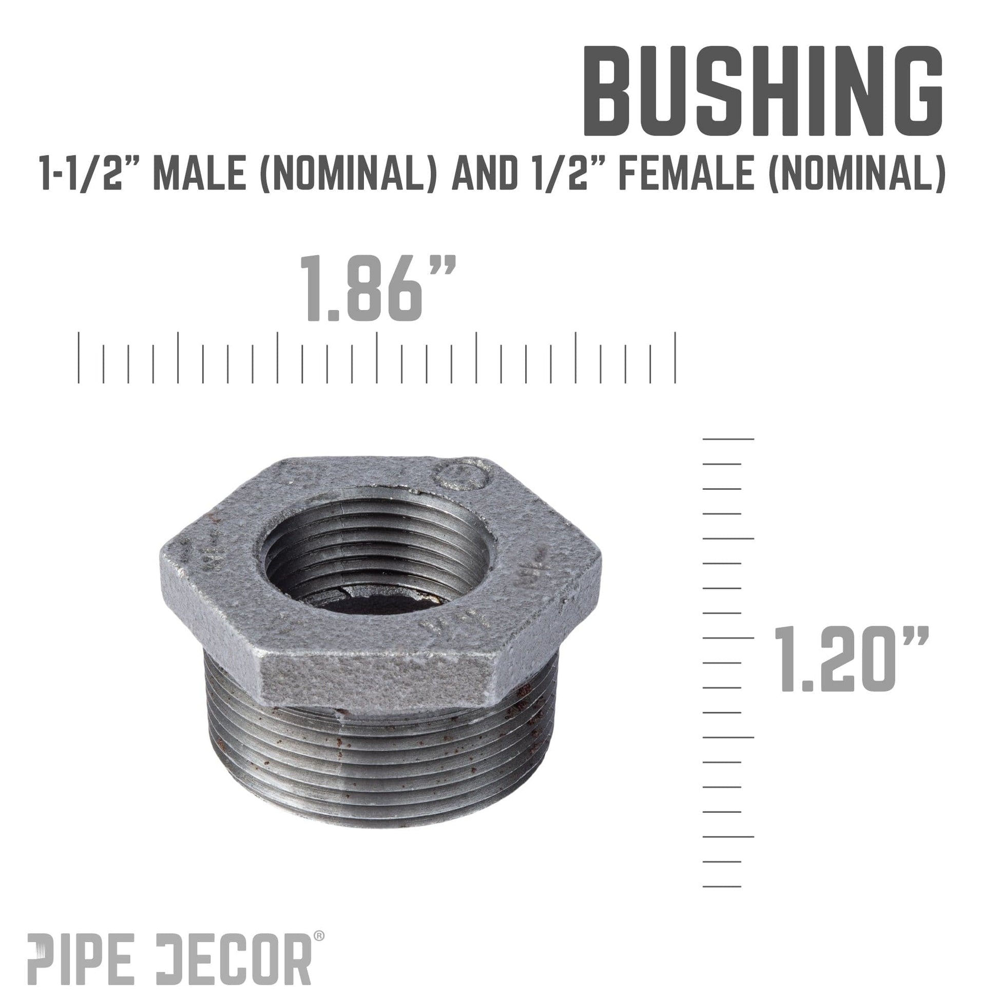 1 1/2 in. x 1/2 in. Black Bushing PIPE DECOR