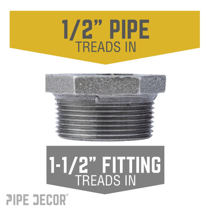 1 1/2 in. x 1/2 in. Black Bushing PIPE DECOR