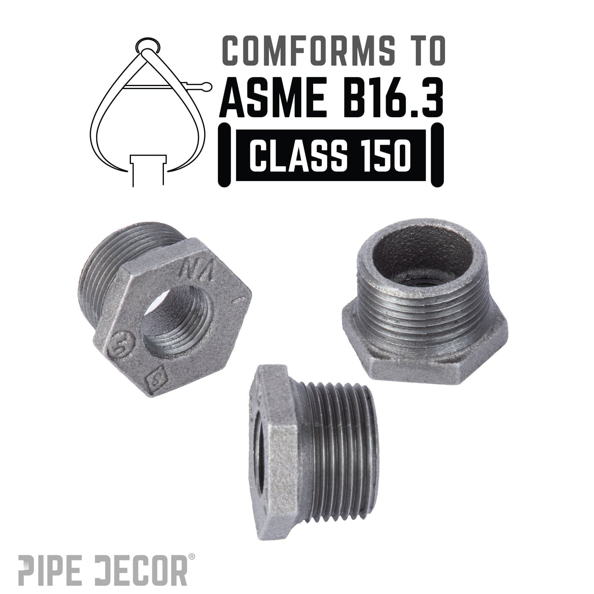 1 1/2 in. x 3/4 in. Black Bushing PIPE DECOR