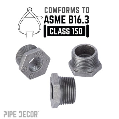 1 1/2 in. x 3/4 in. Black Bushing PIPE DECOR