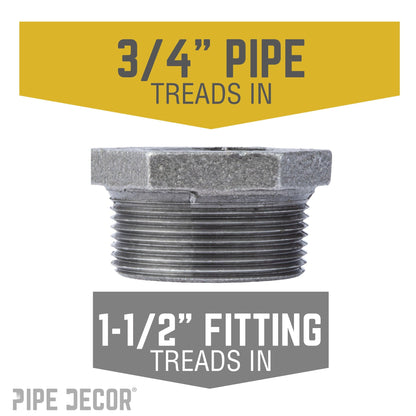 1 1/2 in. x 3/4 in. Black Bushing PIPE DECOR