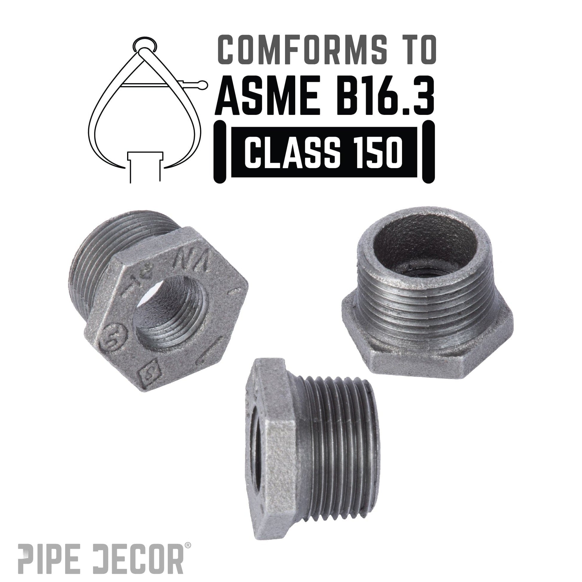 1 in. x 1/4 in. Black Bushing PIPE DECOR