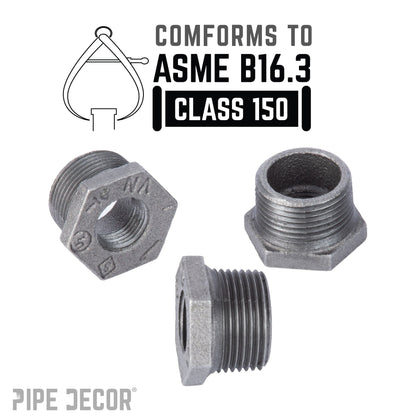 1 in. x 1/4 in. Black Bushing PIPE DECOR