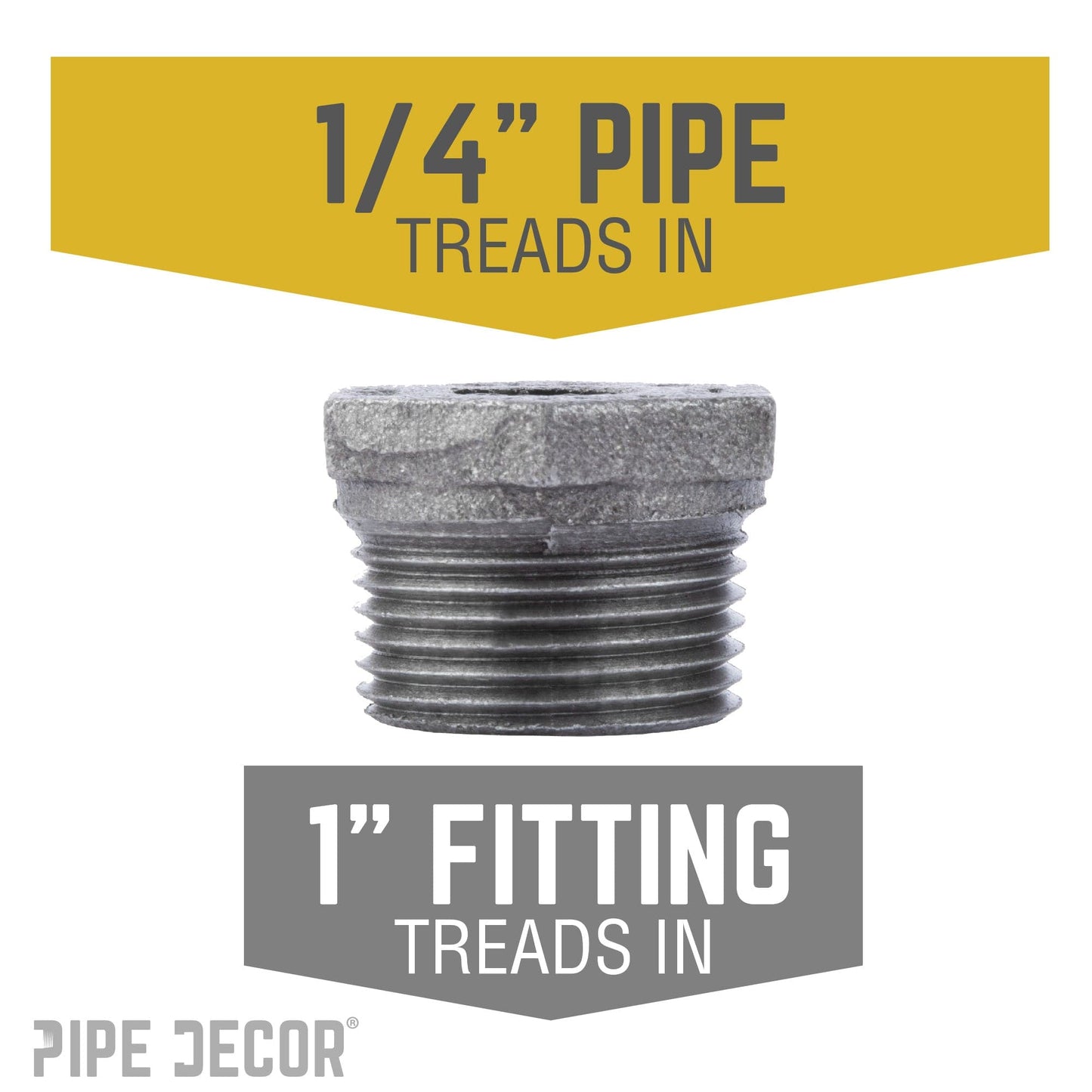 1 in. x 1/4 in. Black Bushing PIPE DECOR