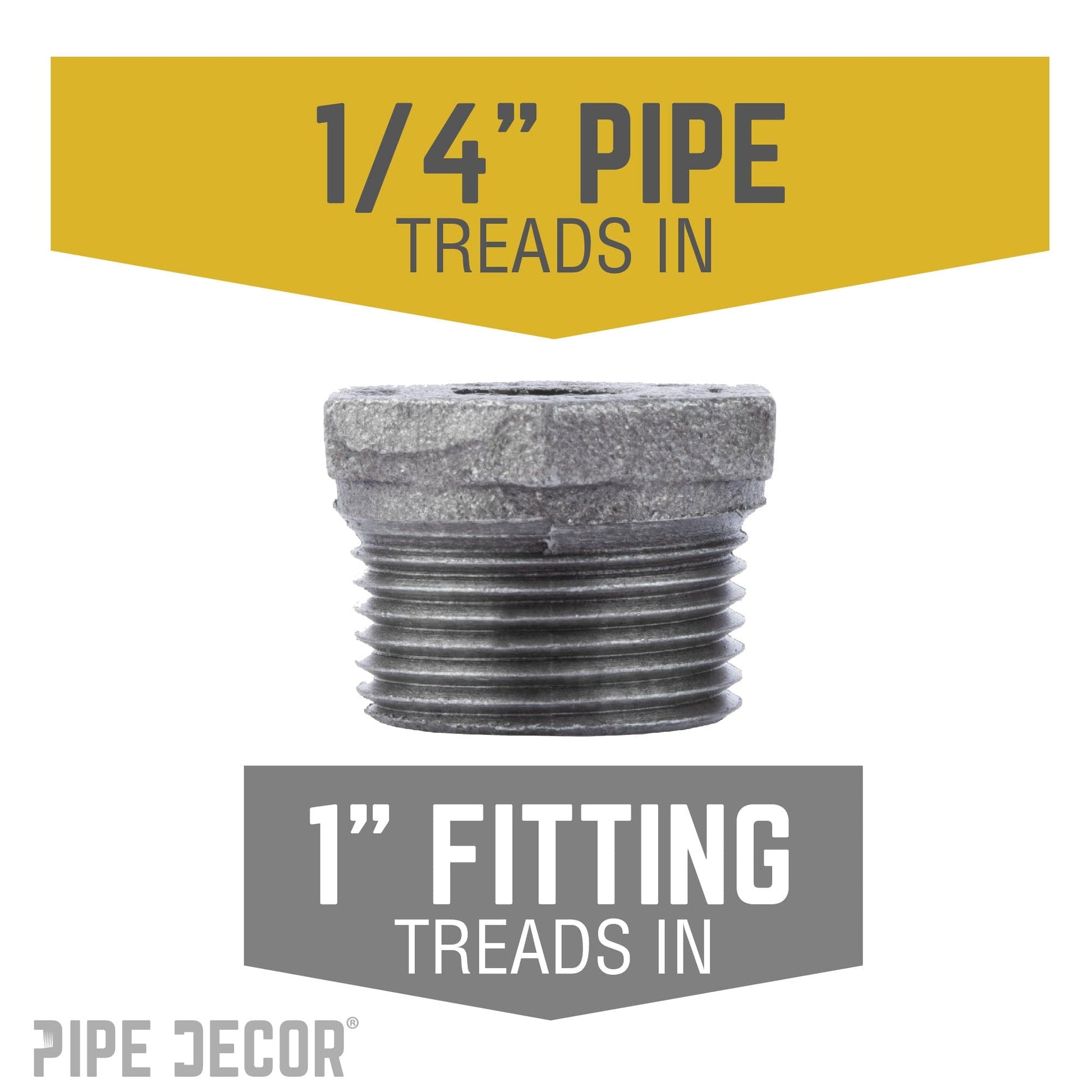 1 in. x 1/4 in. Black Bushing PIPE DECOR