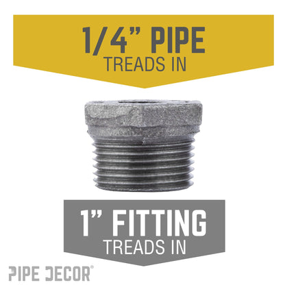1 in. x 1/4 in. Black Bushing PIPE DECOR
