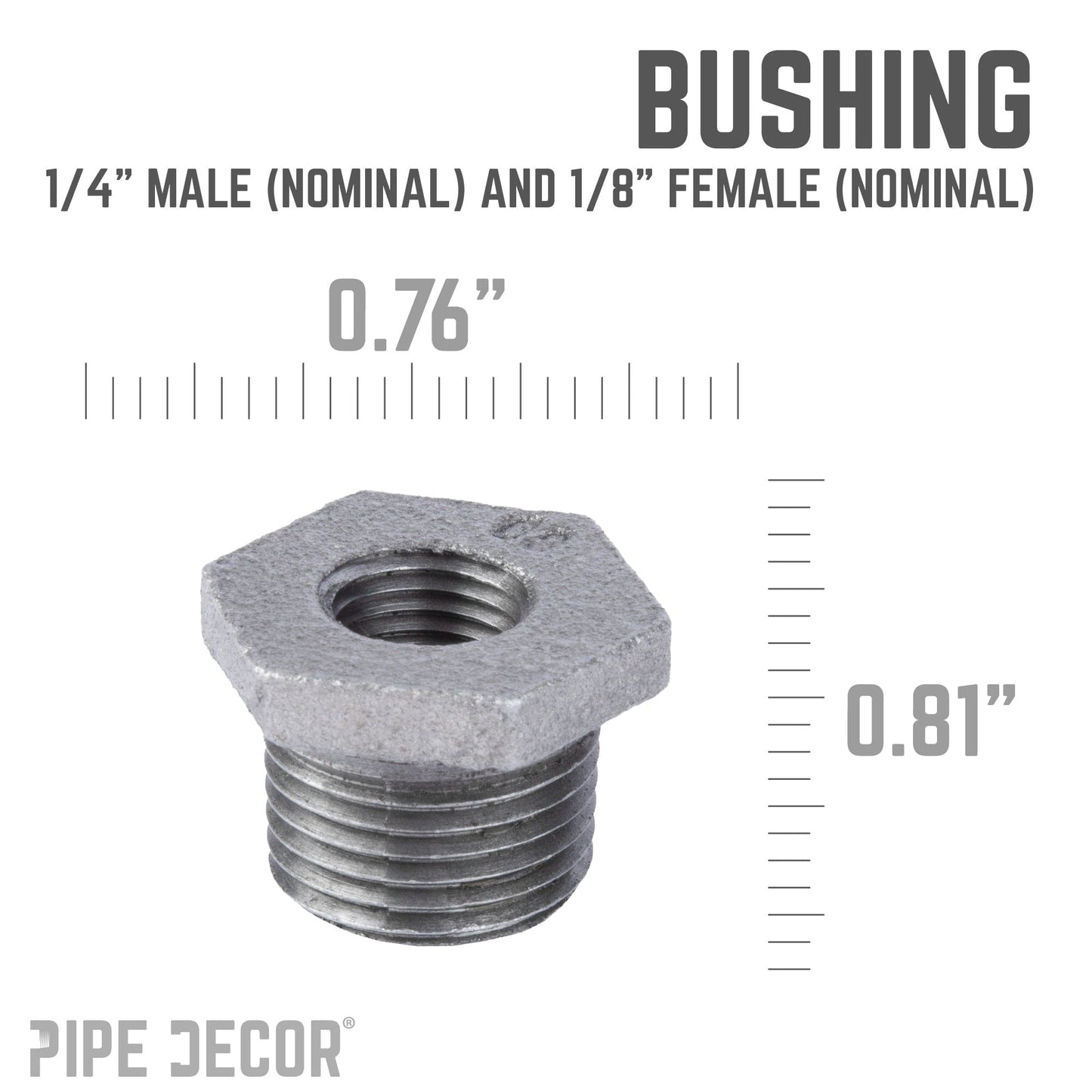 1/4 in. x 1/8 in. Black Bushing PIPE DECOR