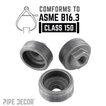 2 in. x 3/4 in. Black Bushing PIPE DECOR