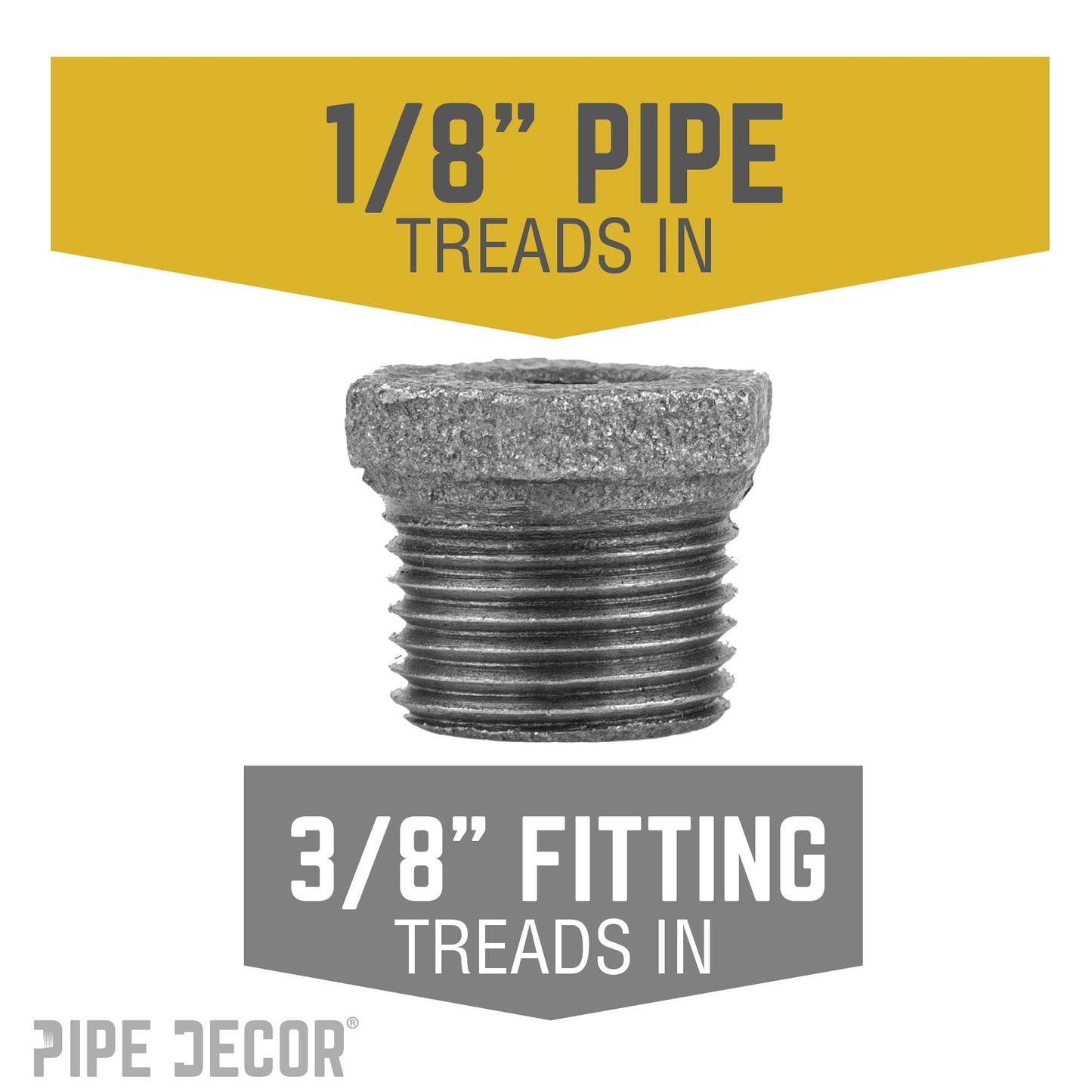 3/8 in. x 1/8 in. Black Bushing PIPE DECOR