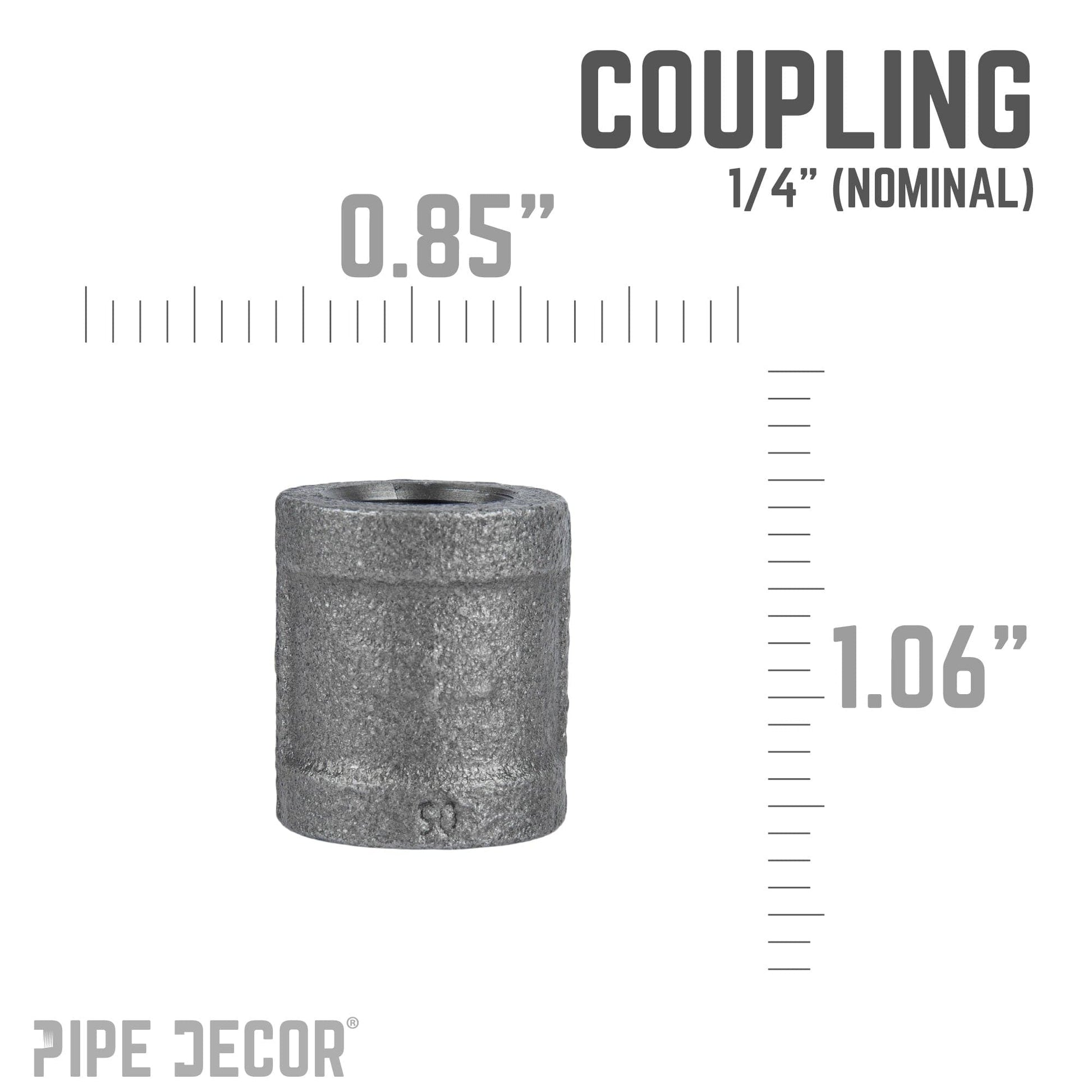 1/4 in. Black Coupling PIPE DECOR