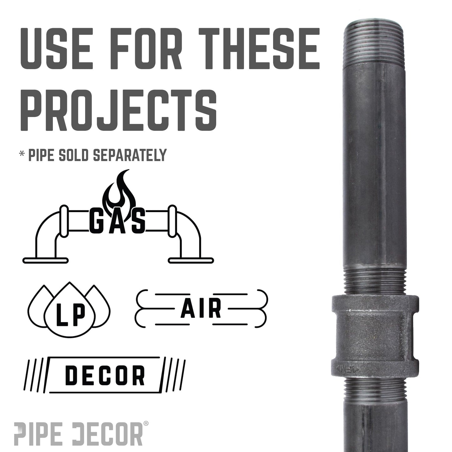 1/4 in. Black Coupling PIPE DECOR