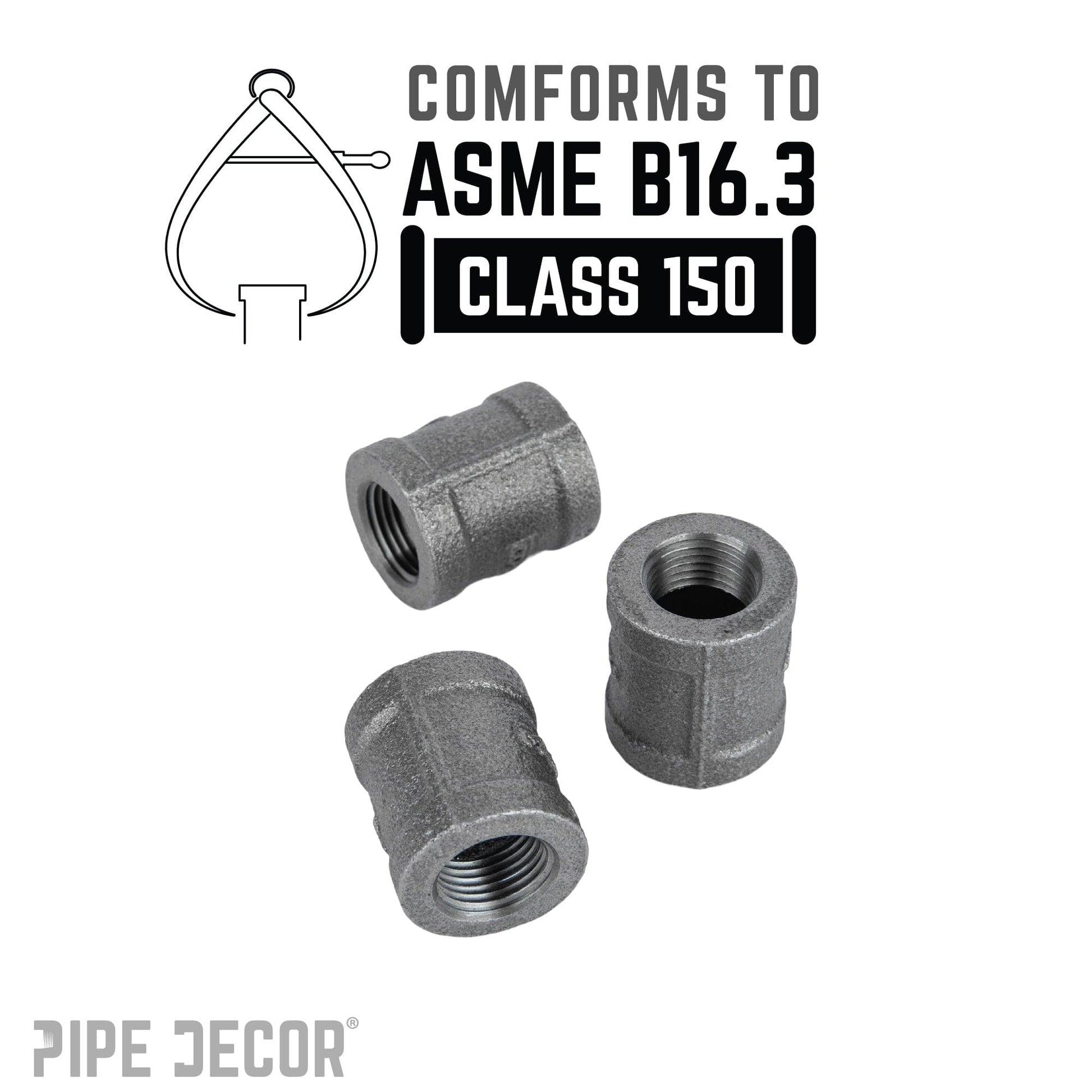 3/8 in. Black Coupling PIPE DECOR