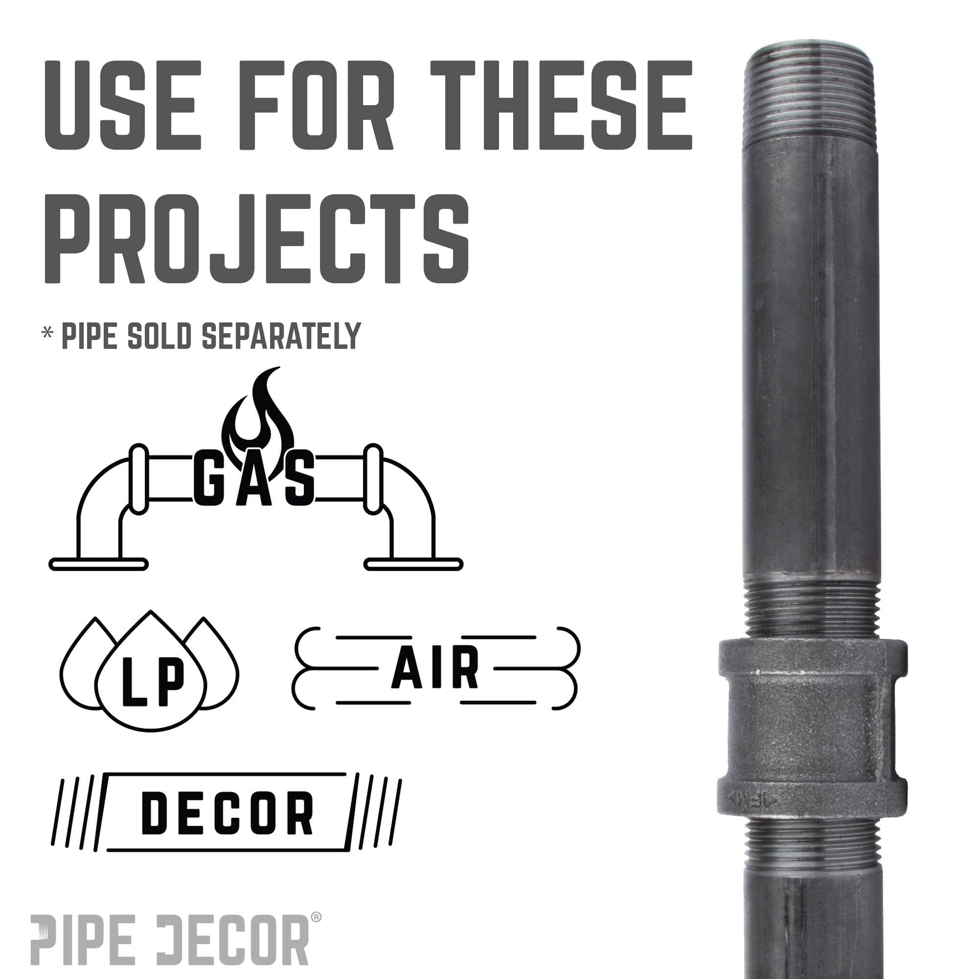 3/8 in. Black Coupling PIPE DECOR
