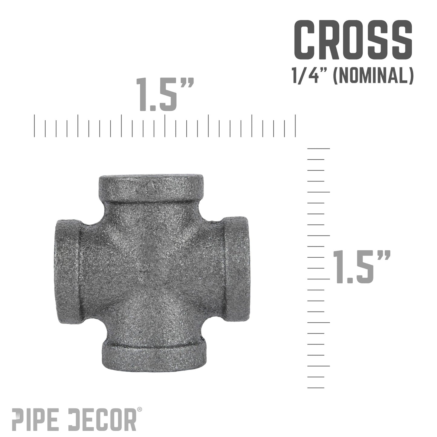 1/4 in. Black Cross PIPE DECOR