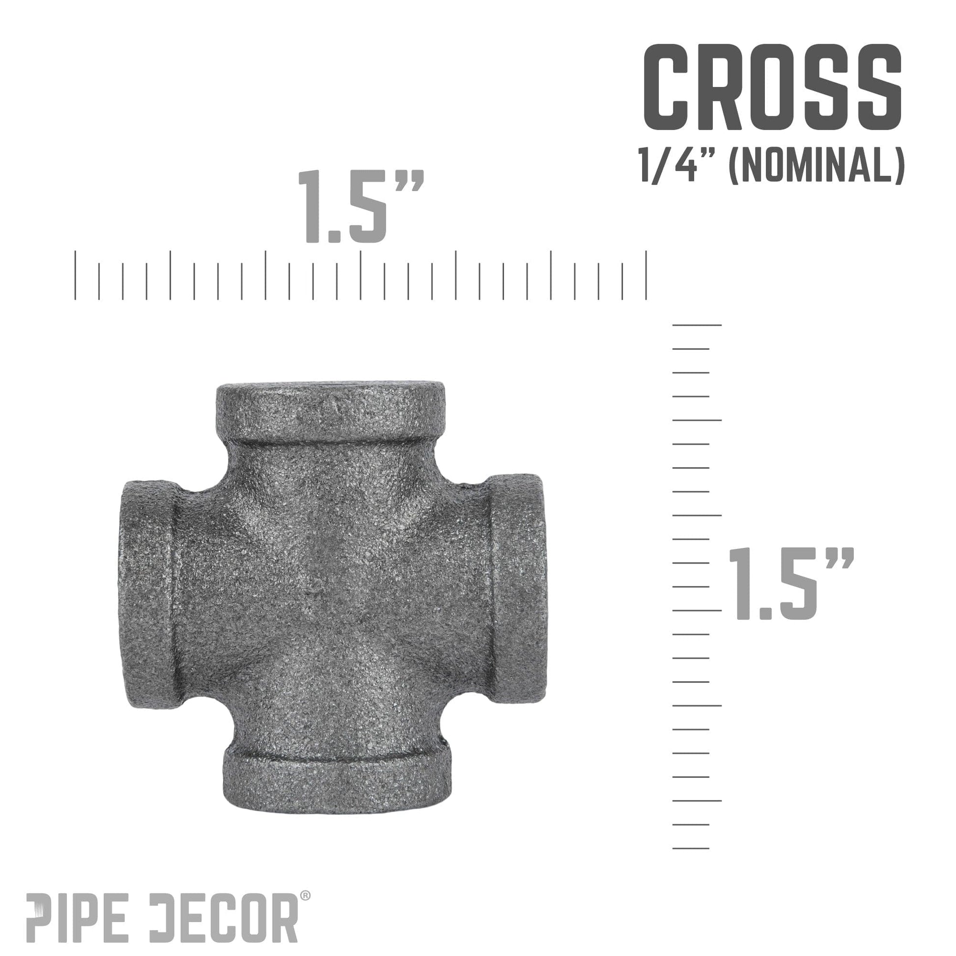 1/4 in. Black Cross PIPE DECOR