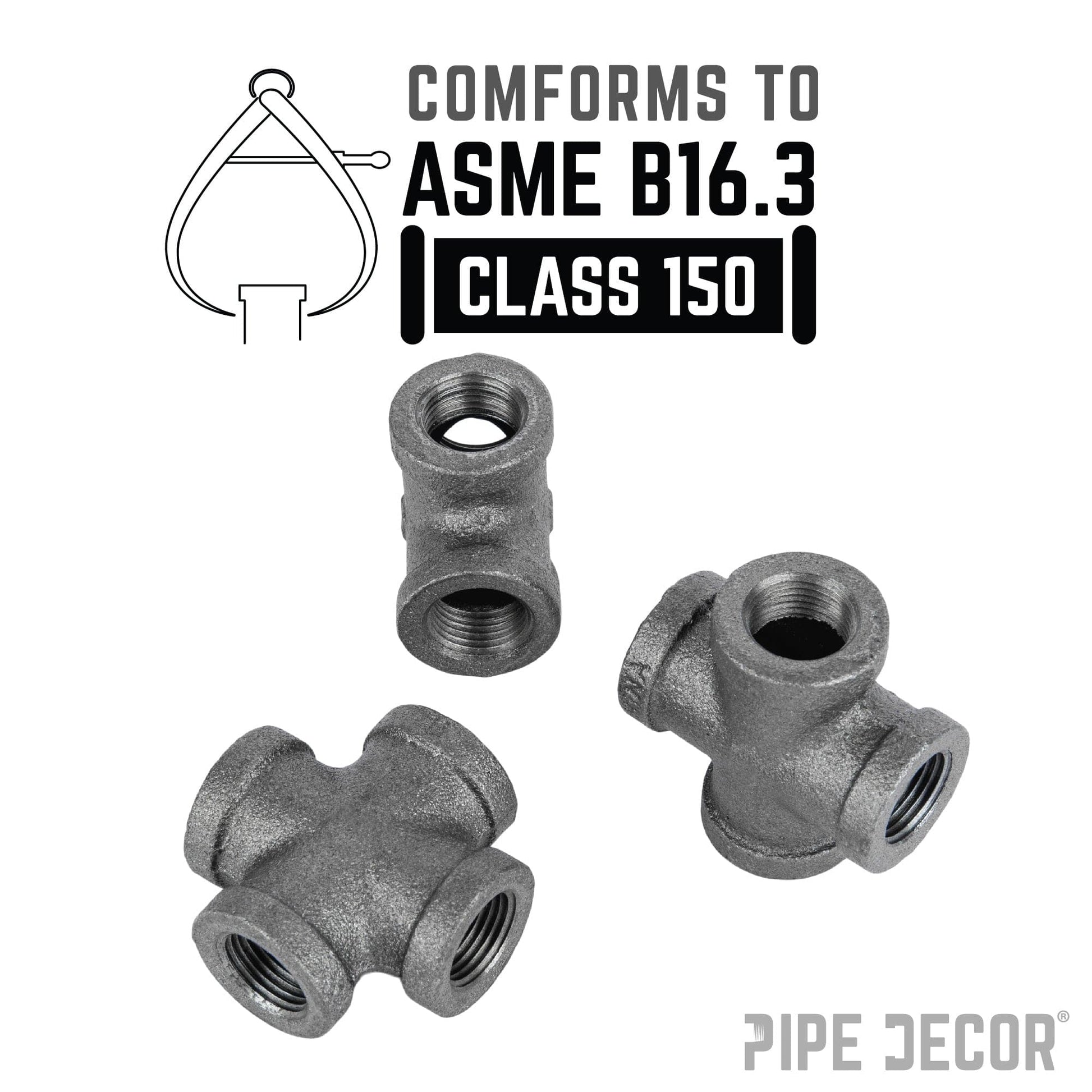 3/8 in. Black Cross PIPE DECOR