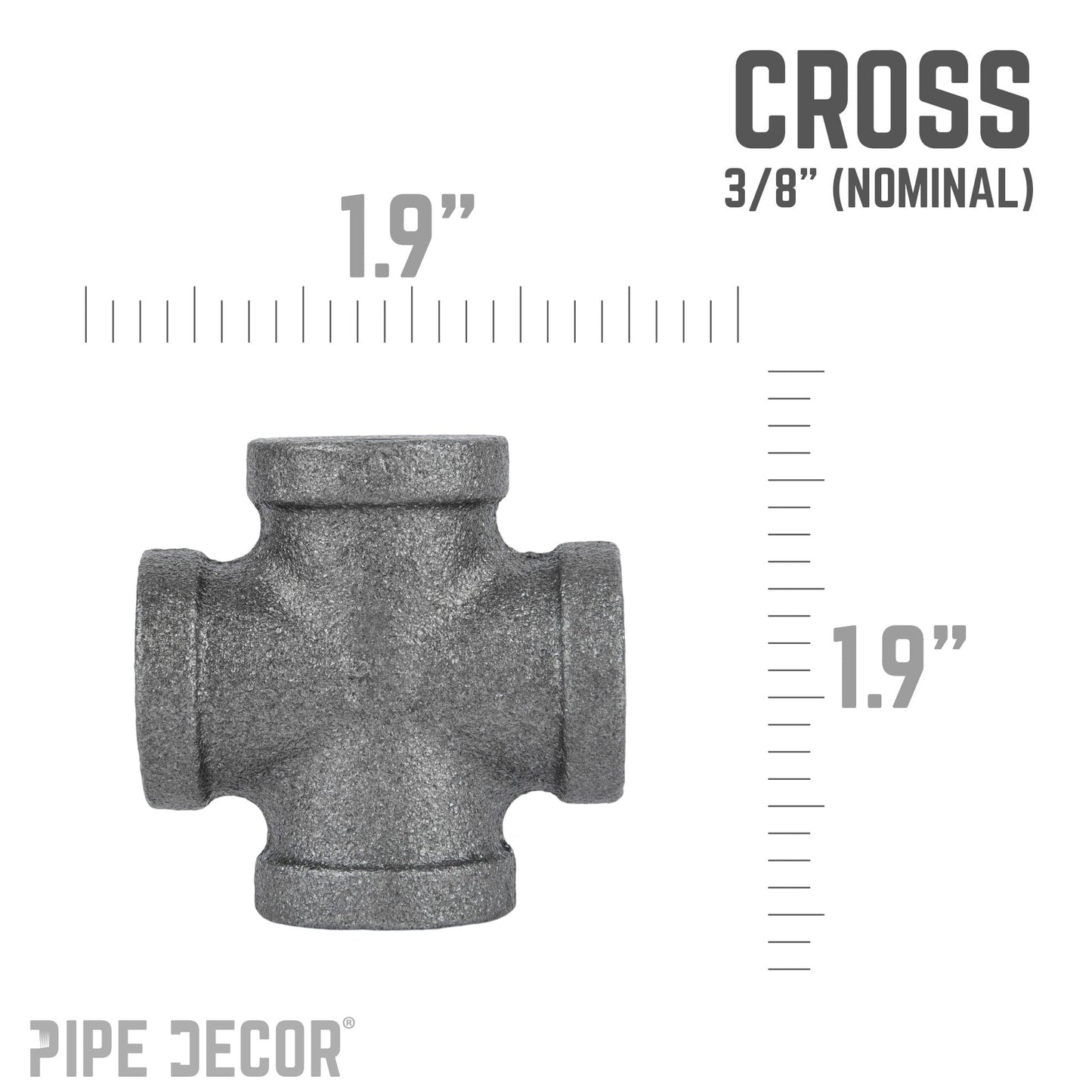 3/8 in. Black Cross PIPE DECOR