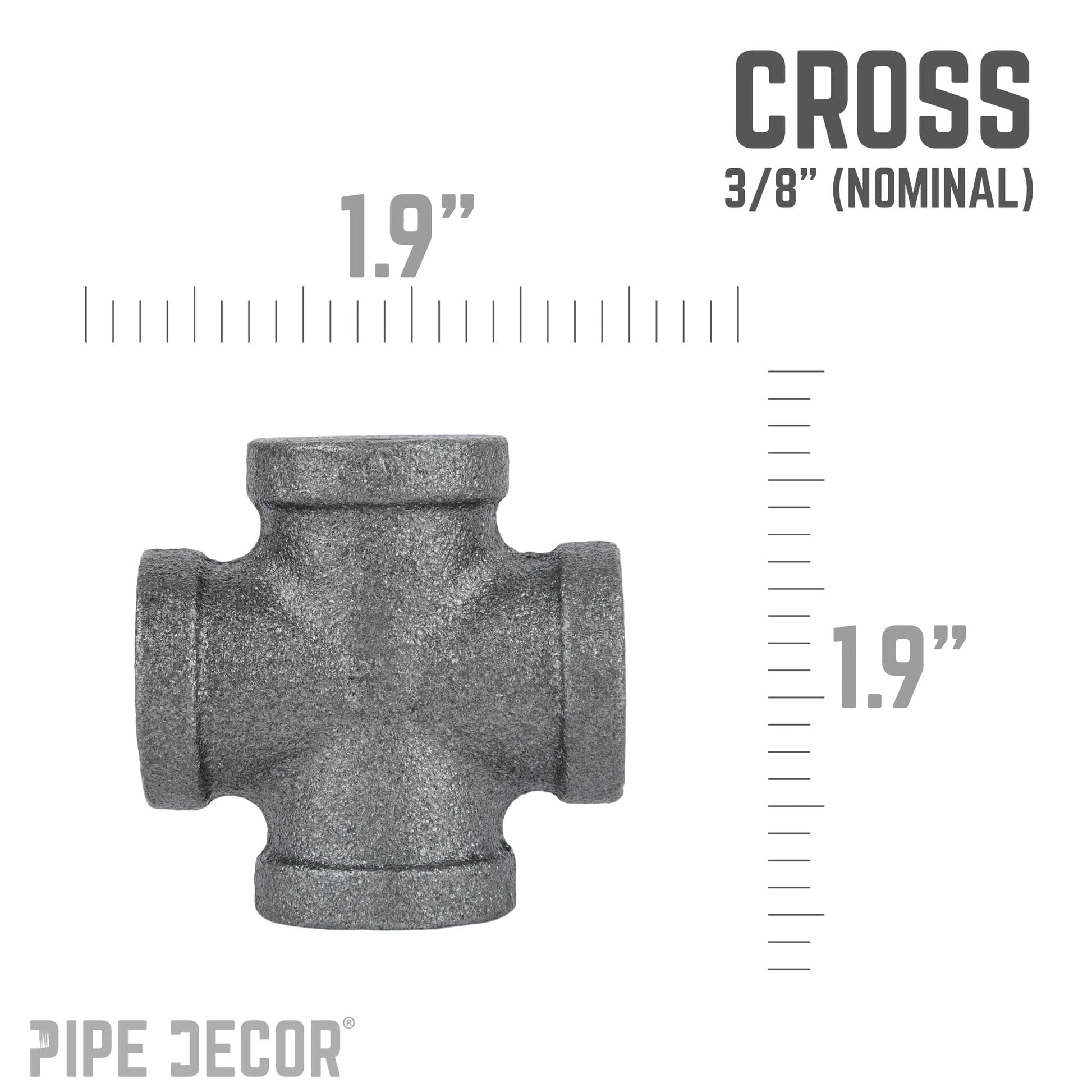 3/8 in. Black Cross PIPE DECOR