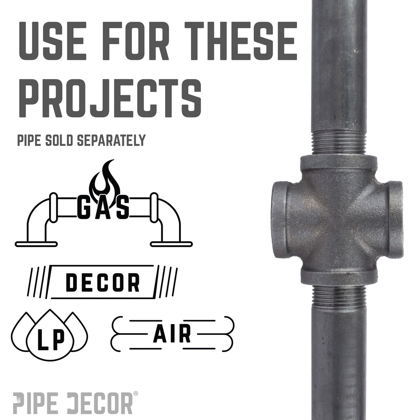3/8 in. Black Cross PIPE DECOR