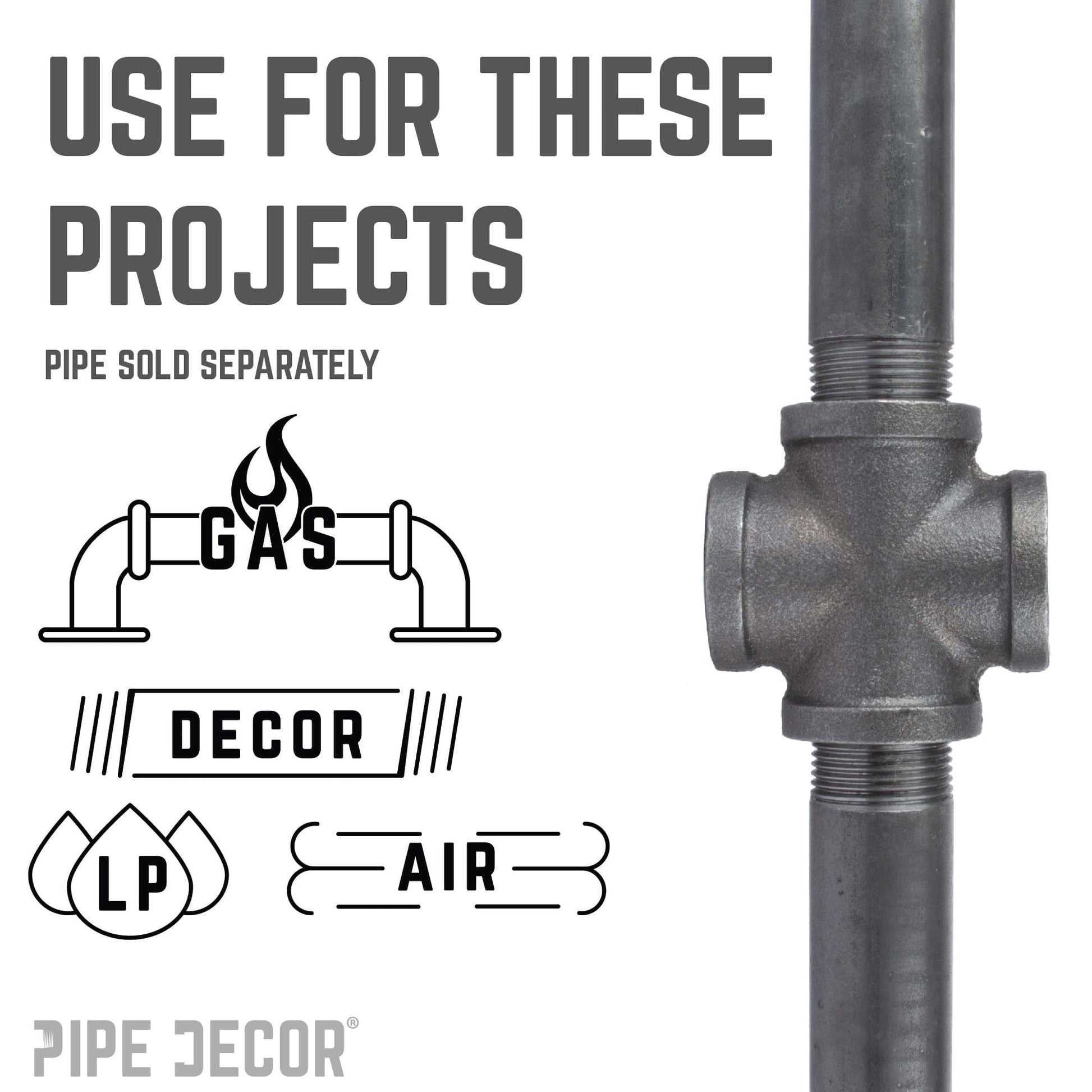3/8 in. Black Cross PIPE DECOR