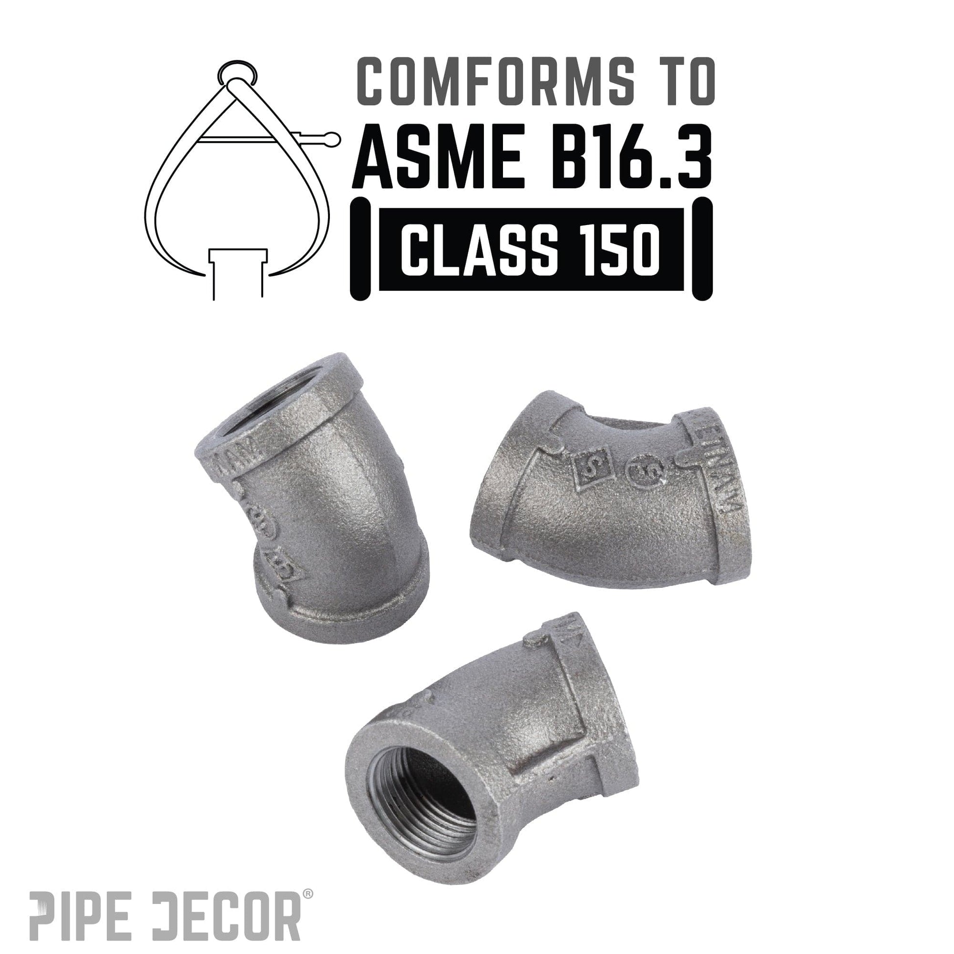 1/4 in. Black 45 Degree Elbow PIPE DECOR