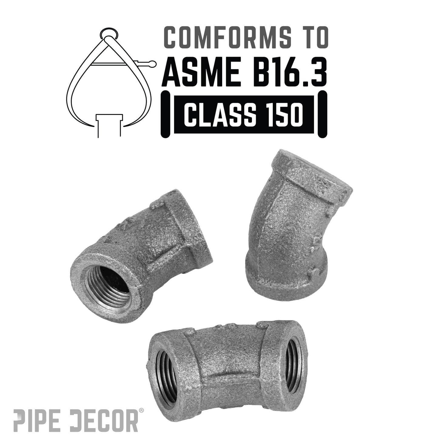 3/8 in. Black 45 Degree Elbow PIPE DECOR