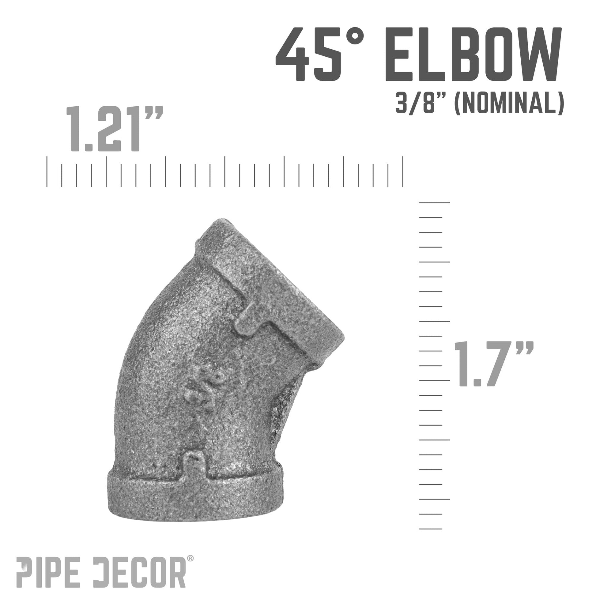 3/8 in. Black 45 Degree Elbow PIPE DECOR