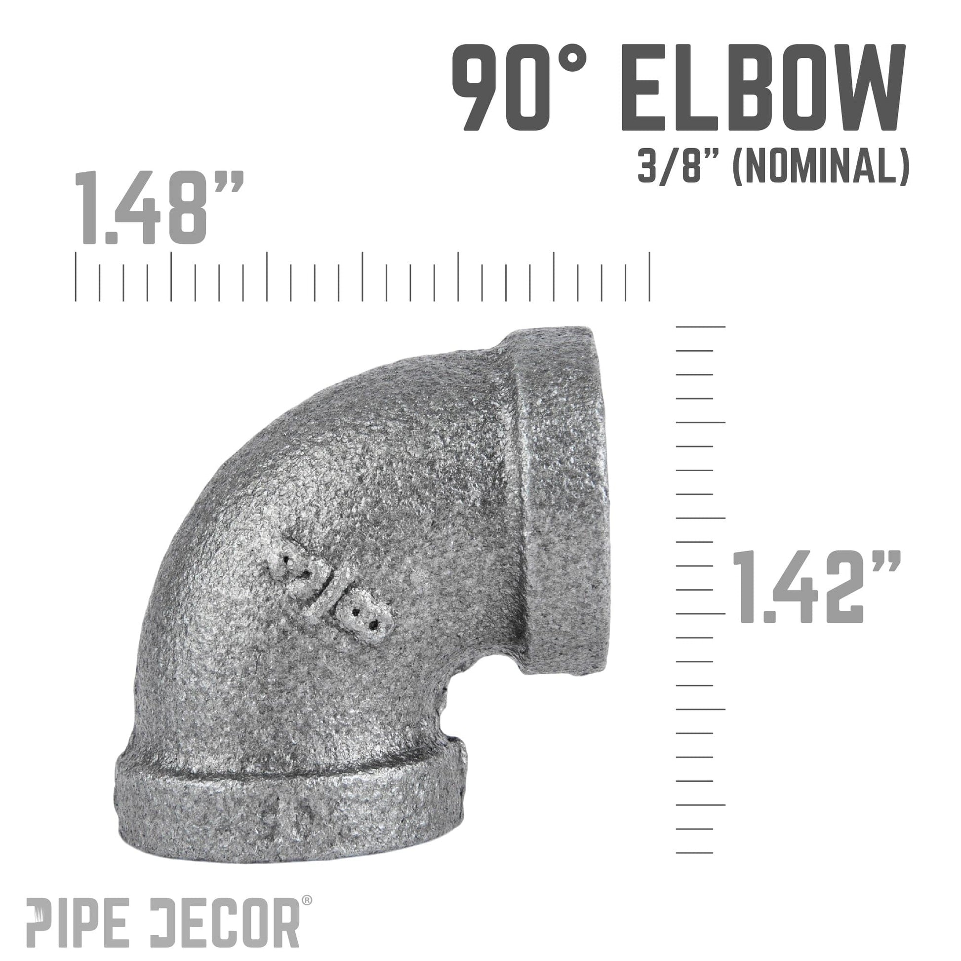 3/8 in. Black 90 Degree Elbow PIPE DECOR