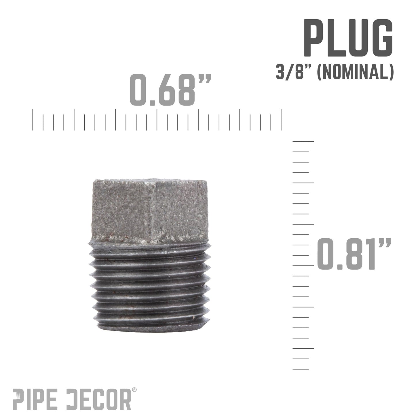 3/8 in. Black Plug PIPE DECOR