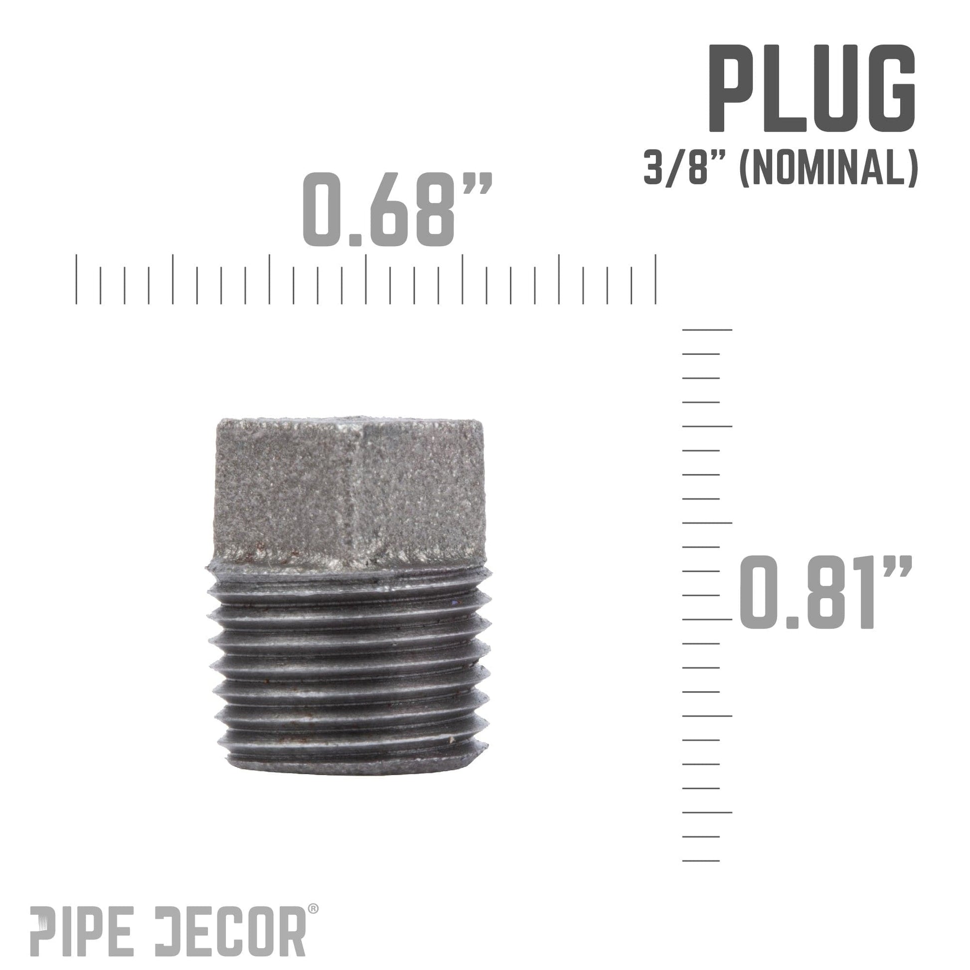 3/8 in. Black Plug PIPE DECOR