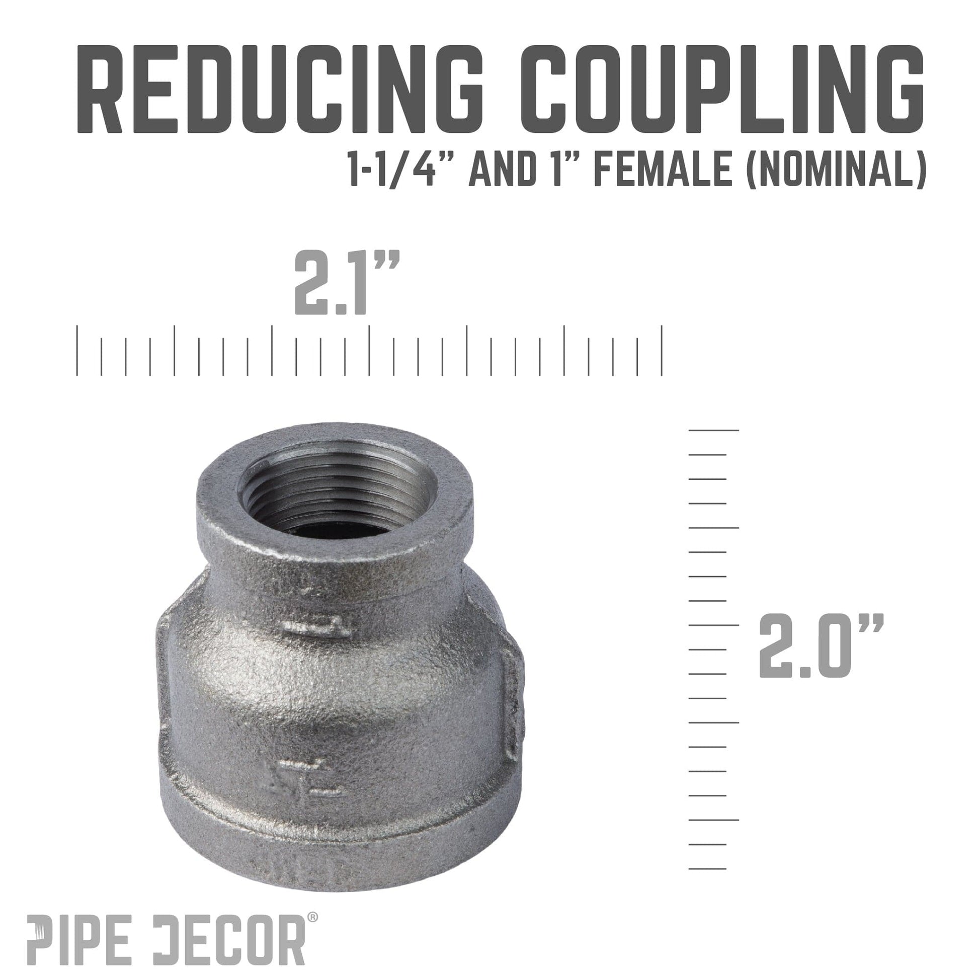 1 1/4 in. x 1 in. Black Reducing Coupling PIPE DECOR