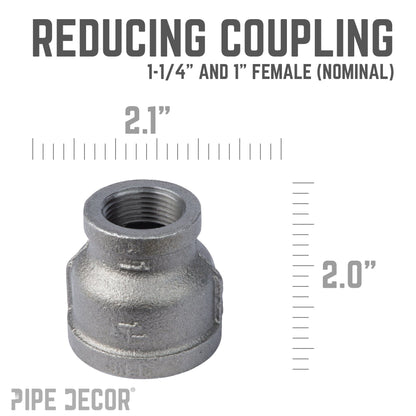 1 1/4 in. x 1 in. Black Reducing Coupling PIPE DECOR