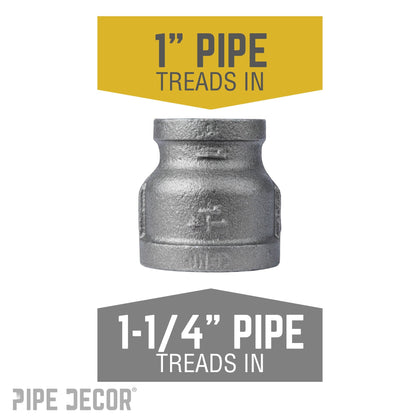 1 1/4 in. x 1 in. Black Reducing Coupling PIPE DECOR