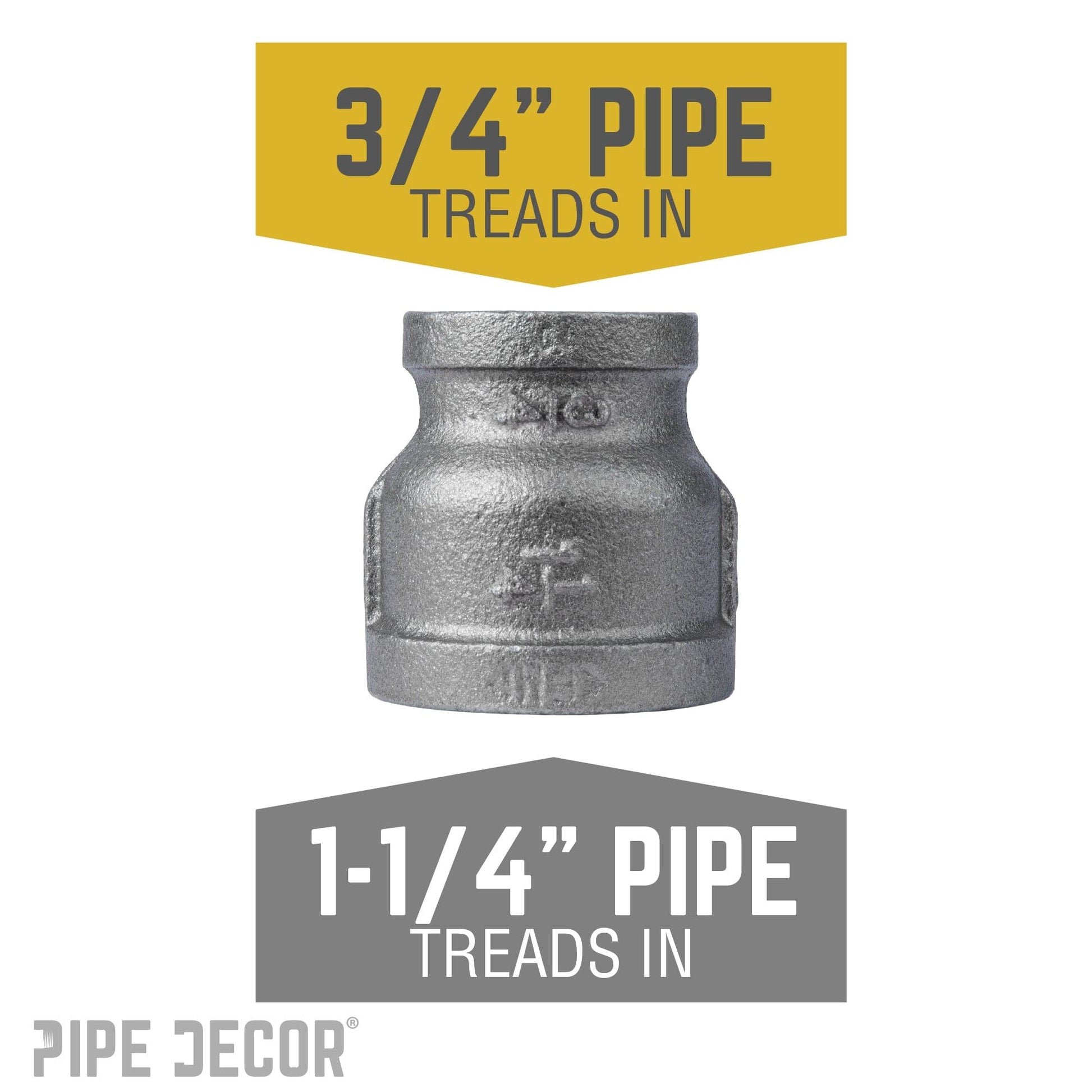 1 1/4 in. x 3/4 in. Black Reducing Coupling PIPE DECOR