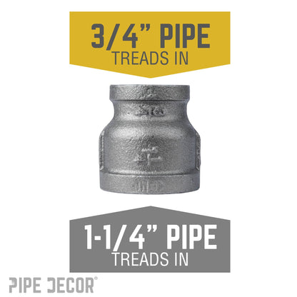 1 1/4 in. x 3/4 in. Black Reducing Coupling PIPE DECOR