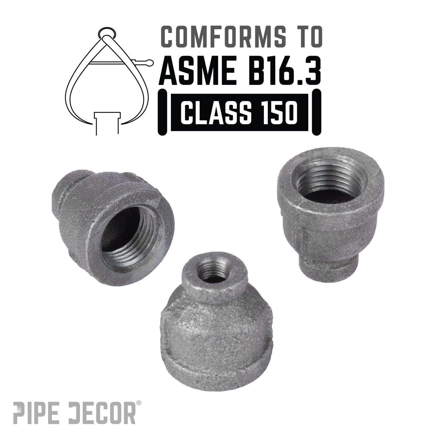 1/4 in. x 1/8 in. Black Reducing Coupling PIPE DECOR