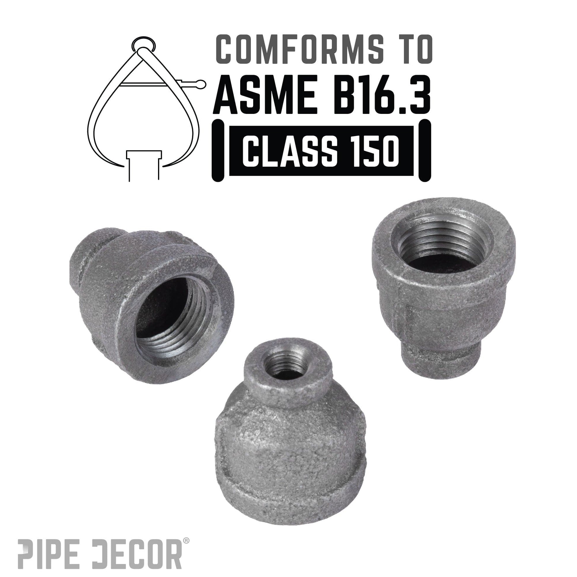 1/4 in. x 1/8 in. Black Reducing Coupling PIPE DECOR